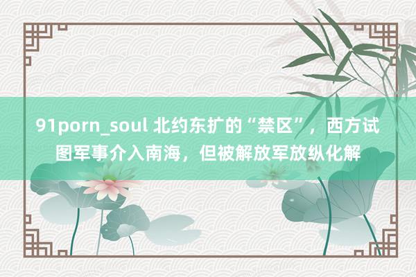91porn_soul 北约东扩的“禁区”，西方试图军事介入南海，但被解放军放纵化解