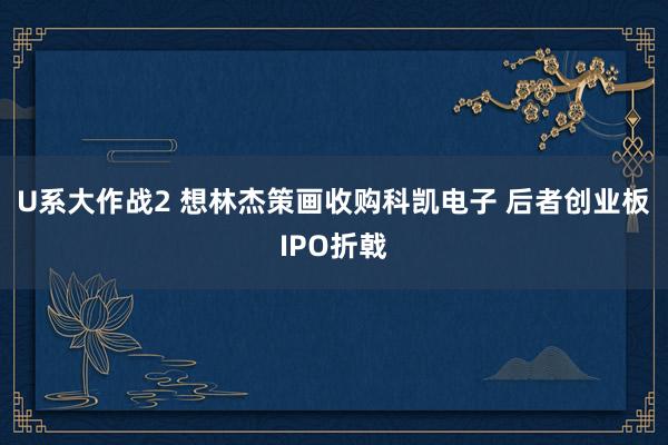 U系大作战2 想林杰策画收购科凯电子 后者创业板IPO折戟