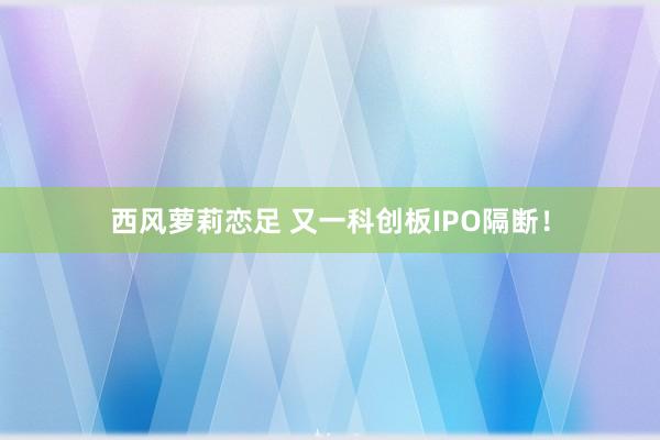 西风萝莉恋足 又一科创板IPO隔断！