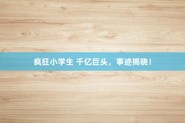 疯狂小学生 千亿巨头，事迹揭晓！
