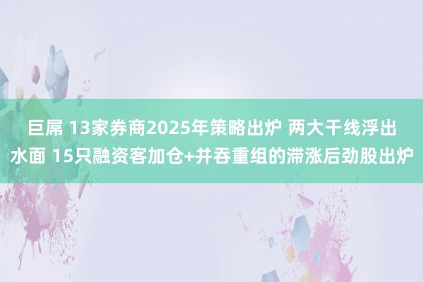 巨屌 13家券商2025年策略出炉 两大干线浮出水面 15只融资客加仓+并吞重组的滞涨后劲股出炉